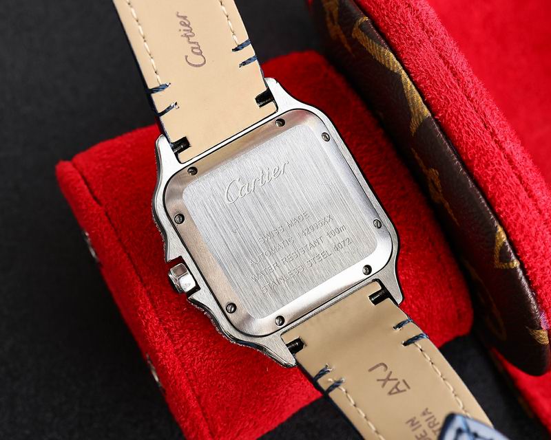 Cartier Santos De Iced Out w/ Leather Band